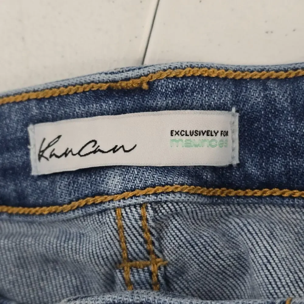 Kancan distressed skinny slim‎ jeans 27 blue womens raw hem 6769